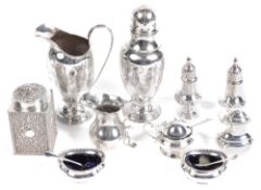 A collection of silver, to include: a Victorian silver rectangular canister  A collection of silver,