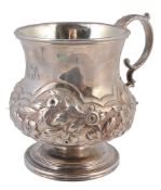A George IV silver baluster christening mug, maker`s mark illegible  A George IV silver baluster