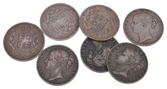 Victoria, young head Crowns , 1844 , 1845, 1847 . Fair to fine  Victoria, young head Crowns (7),