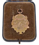 Angling, gold prize medal 1937, two fish and angling implements  Angling, gold prize medal 1937,