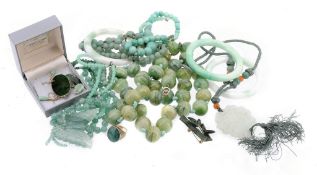 An amazonite graduated bead necklace, the polished beads to a screw barrel...  An amazonite