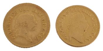 George III, gold Third Guineas (2) 1800, 1810 (S. 3738, 3740). Fine (2)  George III, gold Third