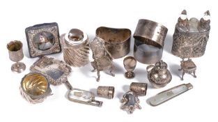 A collection of small silver and silver coloured items, to include  A collection of small silver and