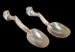 A pair of mother of pearl spoons, probably Philippines  A pair of mother of pearl spoons,   probably