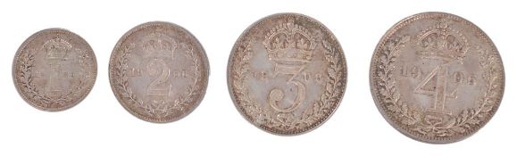 Edward VII, Maundy set 1906, Fourpence to Penny, loose. Uncirculated (4)  Edward VII, Maundy set