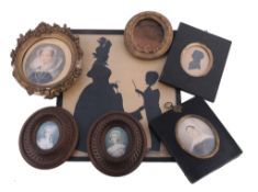 A group of miniature portraits, comprising  A group of miniature portraits,   comprising: a pair