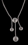 A diamond and hematite necklace by Chopard, the central circular facted hematite within a surround