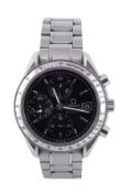 *Omega, Speedmaster, a gentleman`s stainless steel chronograph wristwatch, circa 1996, ref. 175.