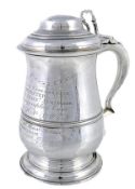 An early George III silver baluster tankard, probably by John King, London 1768, the double domed