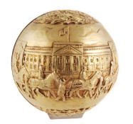 A silver parcel gilt Silver Jubilee surprise sphere by Stuart Devlin, London 1977, the orb