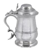 A George II silver baluster tankard by William Shaw II & William Priest, London 1748, the ogee