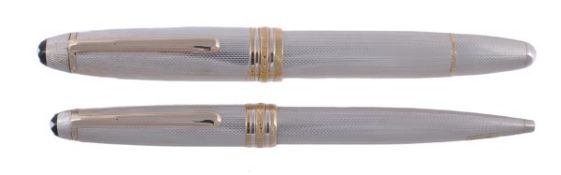 Montblanc, Meisterstuck, a silver colour no 146 fountain pen and ballpoint pen, the fountain pen