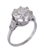 A diamond single stone ring, the brilliant cut diamond weighing 4.48 carats, in an eight claw