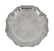 A Chinese export silver hexalobed salver, maker`s mark KC (name unrecorded), Canton circa 1825-1880