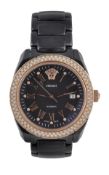 Versace, a gentleman`s black ceramic wristwatch, ref. 01AC115, no. A360082, the two piece screw