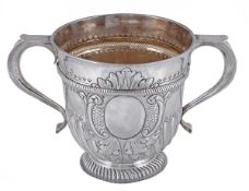 A Queen Anne silver twin handled cup by Matthew Lofthouse, London 1712, Britannia standard, with a