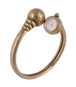 Universal, a lady`s 18 carat gold torc bracelet wristwatch, circa 1950, ref. 171766-165152D, the