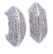 A pair of diamond ear hoops by Micarelli, the ridged hoops pave set with brilliant cut diamonds,