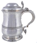 A George II silver baluster tankard by Francis Spilsbury I, London 1740, the double domed cover