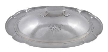 An American Arts and Crafts silver shaped oval serving dish and cover by the Kalo Shop, Chicago,