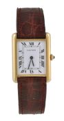 Cartier, Tank, a lady`s 18 carat gold wristwatch, no. 810524617, the two piece screw down case with