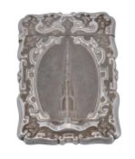 A rare Victorian silver castle top card case by Nathaniel Mills, Birmingham 1848, titled Bristol