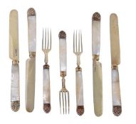 A set of twelve George IV silver gilt dessert knives and forks by Francis Higgins II, London 1828,