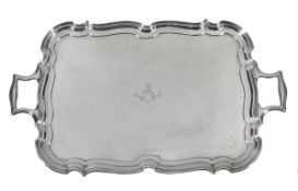 A silver shaped rectangular twin handled tray by Barker Brothers (Herbert Edward Barker & Frank