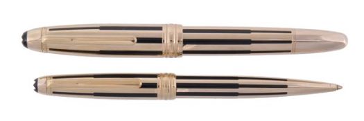 Montblanc, Meisterstuck, a fountain pen and ballpoint set, the fountain pen with striated barrel