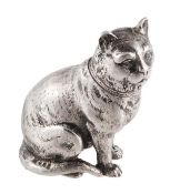 A Victorian silver novelty pepperette by Edward H. Stockwell, London 1874, modelled as a seated