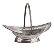 A Victorian Scottish silver oval basket by Hamilton & Inches, Edinburgh 1898, with a reeded swing