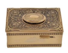 A gilt metal rectangular singing bird musical box, probably Swiss or German, early 20th century,