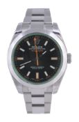 Rolex, Milgauss, a gentleman`s stainless steel wristwatch, circa 2013, ref. 116400, unnumbered, the
