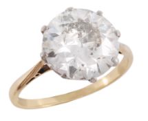 A diamond single stone ring, the old brilliant cut diamond estimated to weigh 3.50 carats, in an