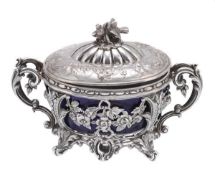 A French silver sugar bowl and cover, apparently no maker`s mark, 1838-1972 1st standard marks,