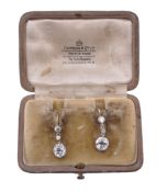 A pair of late Victorian diamond ear pendents, circa 1900, the old brilliant cut diamond drops