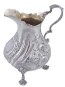 An early Victorian English provincial silver baluster cream jug by Robert, James & Josiah Williams