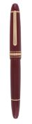 Montblanc, Meisterstuck, a burgundy resin fountain pen, No II1139745, the burgundy barrel and cap