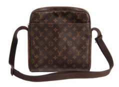 *Louis Vuitton, a monogrammed canvas messenger bag, with monogrammed brown woven shoulder strap,