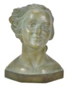 Demetre Chiparus (1886-1947), a terracotta bust of a young woman, circa 1930, on an integral