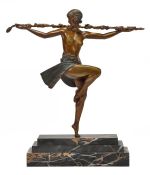 Pierre Le Faguays (French, 1892-1935), Dancer with Thrysus, an Art Deco bronze figure, gilt,
