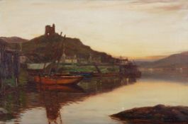 ARR - Patrick Downie (1854-1945), A fine evening on Loch Fyne, Oil on canvas, Signed lower right,