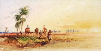 Thomas Hartley Cromek (1809-1873), On the road to Thebes, Watercolour, 17 x 33cm (6 3/4 x 13 in).