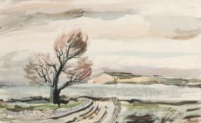 ARR - Rowland Suddaby (1912-1973), Road to the lake, Watercolour, bodycolour and ink, Signed lower