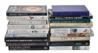 A selection of British Ceramics reference books, including Geoffrey Godden, New Hall Porcelains (