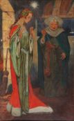 Circle of Eleanor Fortescue-Brickdale, An encounter with witchcraft, Oil on board, 75 x 45.5cm (29