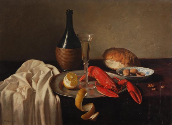 ARR - Johannes Hendrik Everson (1906-1995), Still life with lobster, Oil on canvas , Signed and