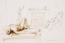 ARR - Robbie Wraith (b. 1952), Figure study, Pen, ink and sepia wash, Signed lower right, 30 x 43.