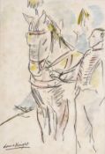 ARR - Dame Laura Knight (1877-1970), Circus pony and performer, Pencil and watercolour, Signed