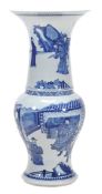 A Blue and White Yen-Yen Vase decorated with a dignitary within a palatial setting receiving a